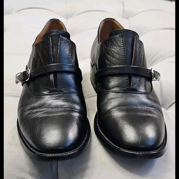 Balenciaga Paris Papier Derby Oxford Black Leather Skinny Buckle Womens Shoes 40 - Picture 7 of 16